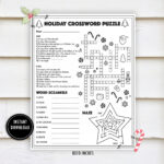 Christmas Crossword Activity Puzzle  "Christmas Worksheets" Winter With Regard To A Brown Christmas Crossword