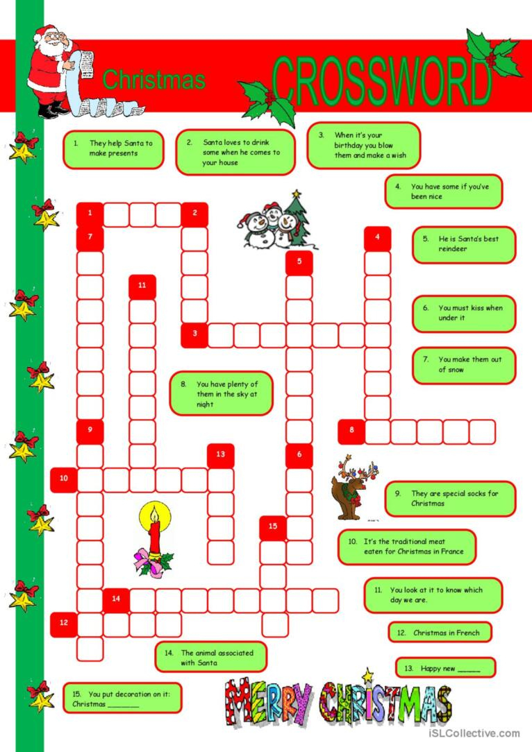 Christmas Crossword Crossword: English Esl Worksheets Pdf &amp;amp; Doc for Christmas In France Crossword