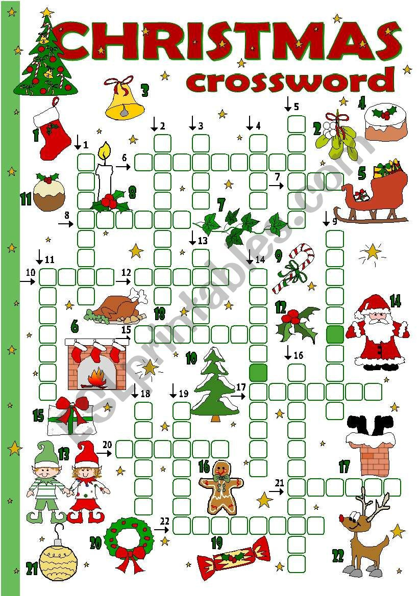 Christmas Crossword - Esl Worksheettecus throughout Christmas Crossword Puzzle Worksheet Answer Key