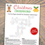 Christmas Crossword Game | Printable Christmas Word Puzzle | Christmas  Crossword Clues To Solve | Christmas Trivia Quiz | Instant Download Pertaining To Christmas Carol Opener Crossword