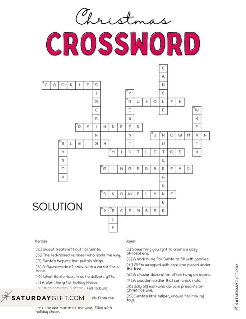 christmas crossword puzzle cute free printable saturdaygift inside word with family or christmas crossword Christmas Crossword Puzzle - Cute & Free Printable | Saturdaygift inside Word with Family or Christmas Crossword