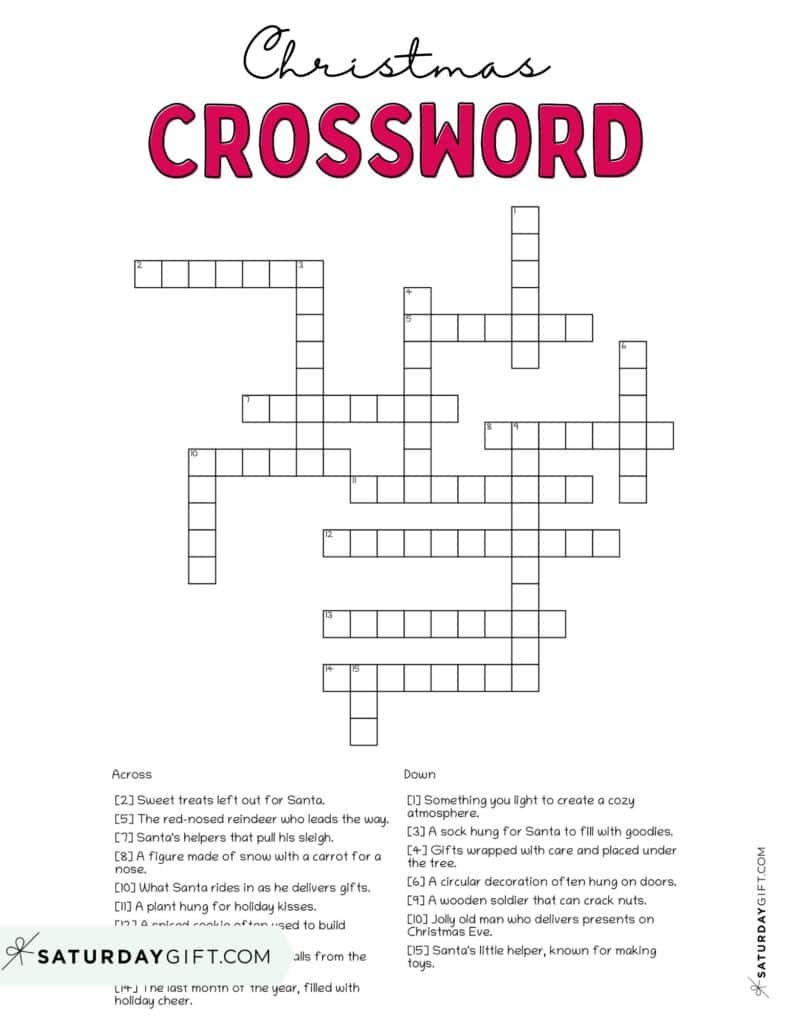 Christmas Crossword Puzzle - Cute &amp;amp; Free Printable | Saturdaygift within Christmas Cheer Crossword Clue