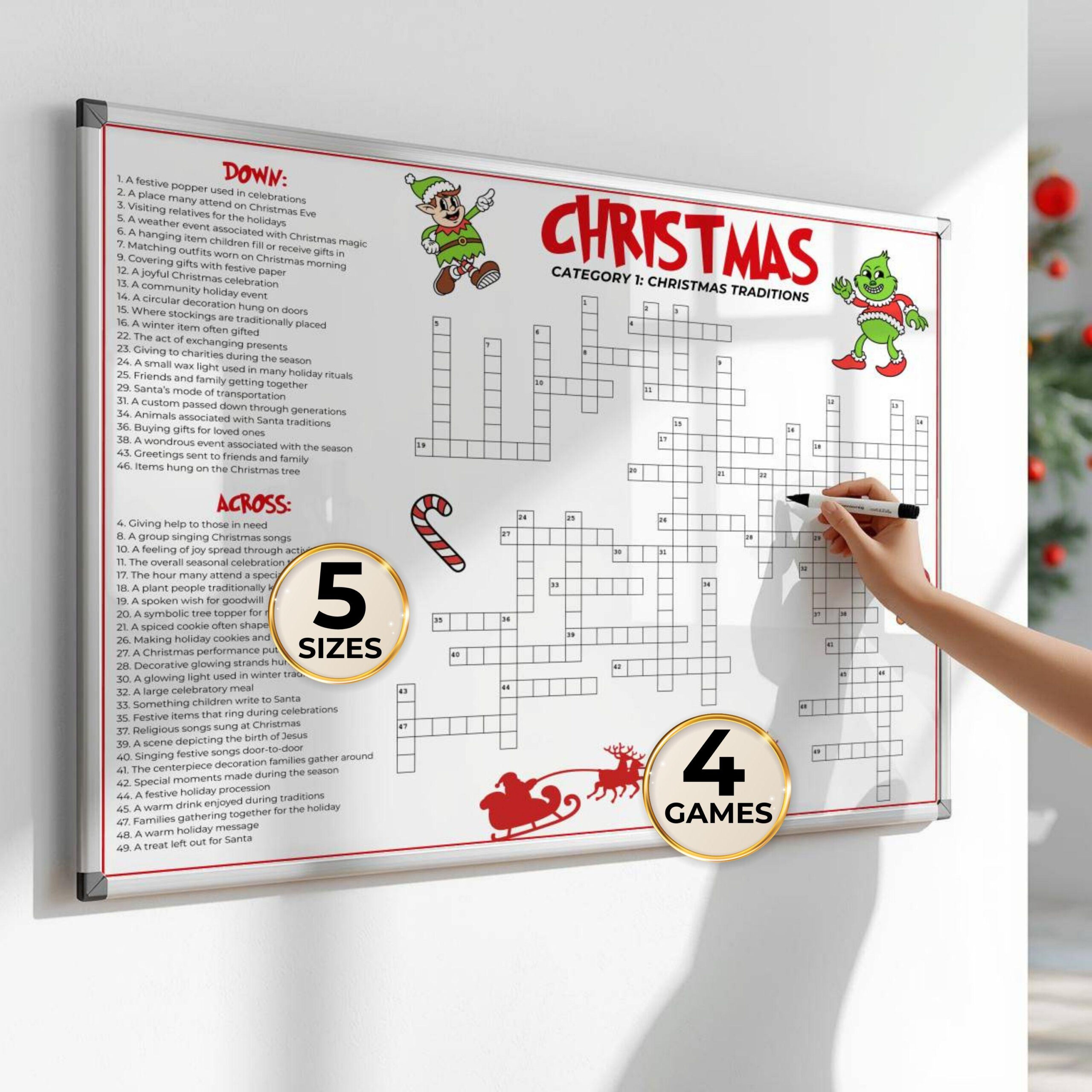 Christmas Crossword Puzzle For Adults - Etsy throughout Strands at Christmas Crossword