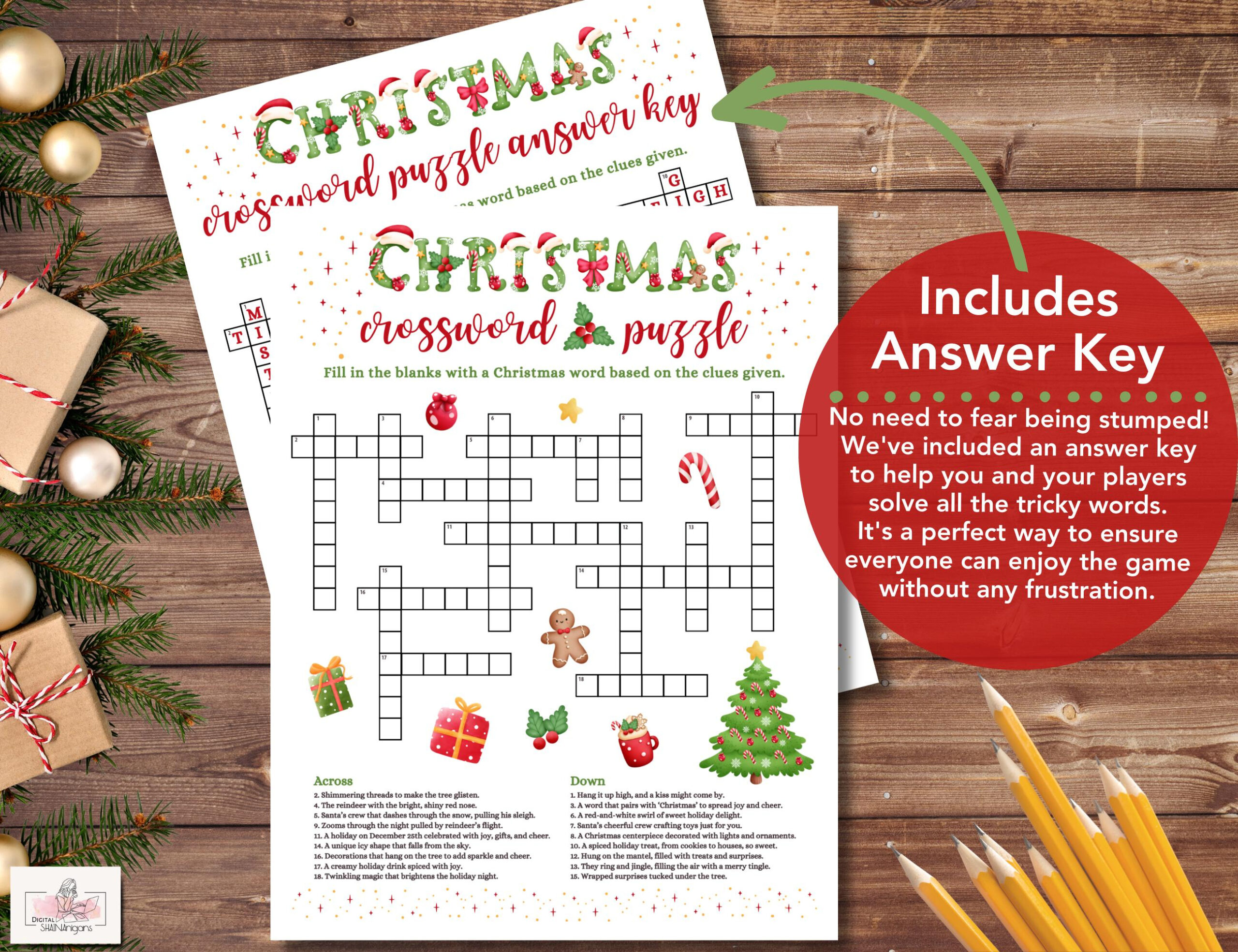 Christmas Crossword Puzzle Game Printable For Kids And Adults intended for Christmas Dinner Centerpiece Crossword 3 Letters