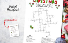 Christmas Crossword Puzzle Printable, Instant Download Kids within Merry Christmas Complete The Crossword Below