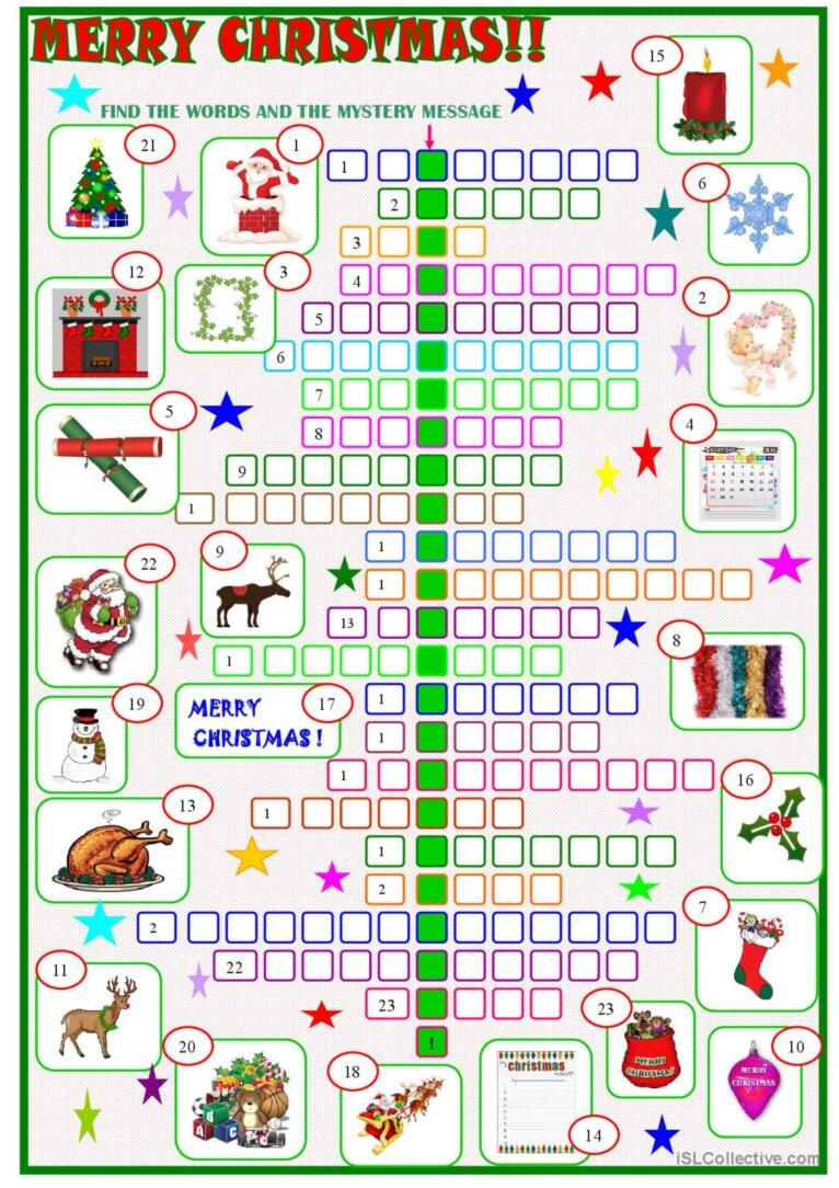 Christmas : Crossword Puzzle With A…: English Esl Worksheets Pdf &amp;amp; Doc for Christmas Crossword Puzzle Worksheet