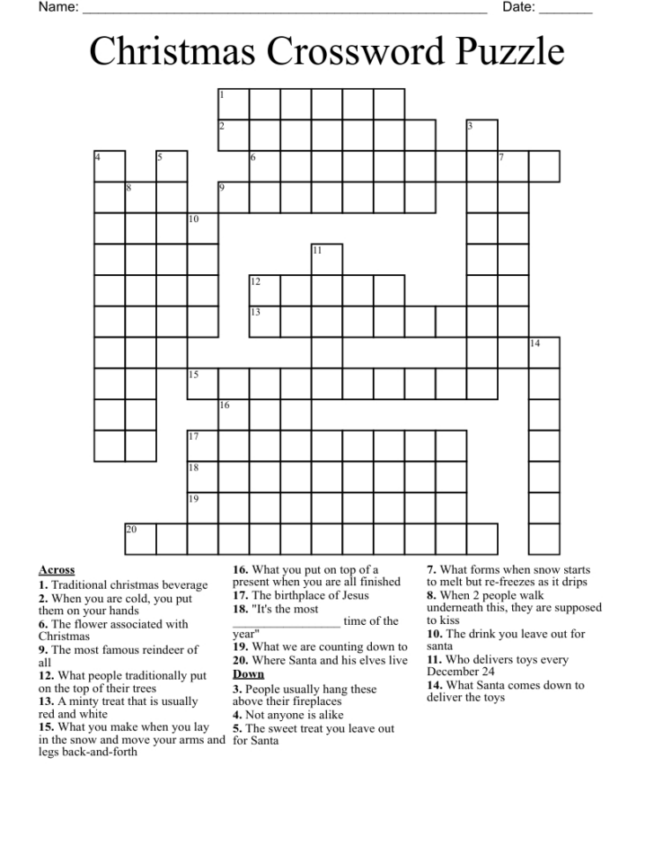 Free Christmas Crosswords Printable