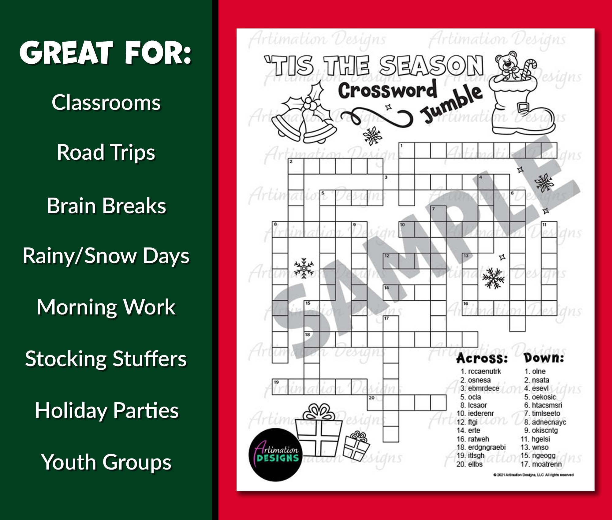 christmas crossword word puzzle word scramble word game with christmas stocking stuffer crossword Christmas Crossword Word Puzzle | Word Scramble | Word Game with Christmas Stocking Stuffer Crossword