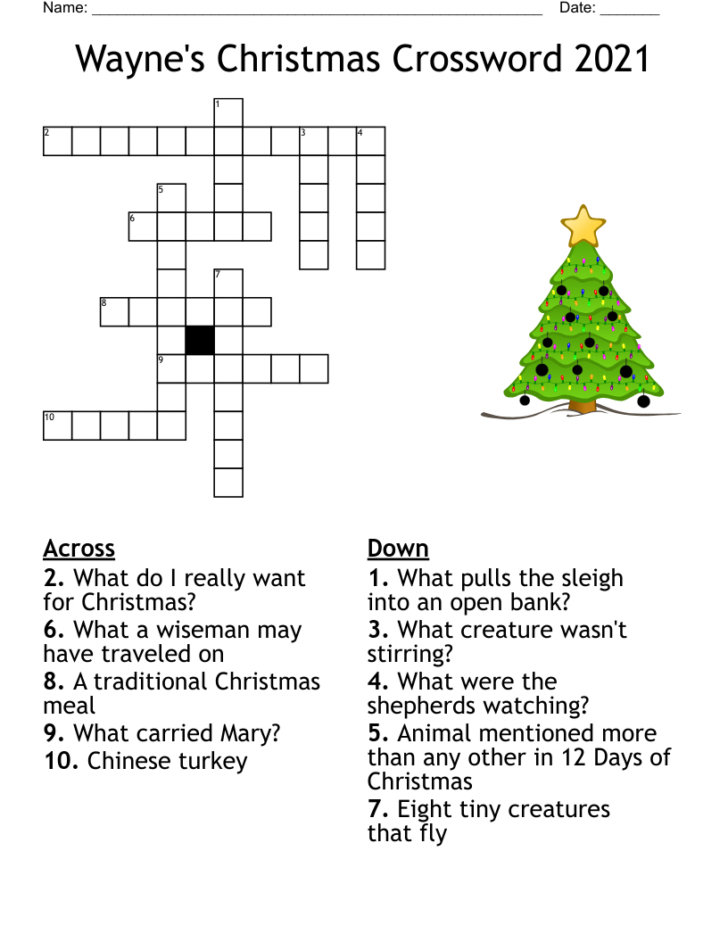 Traditional Christmas Decoration Crossword Traditional Christmas Decoration Crossword