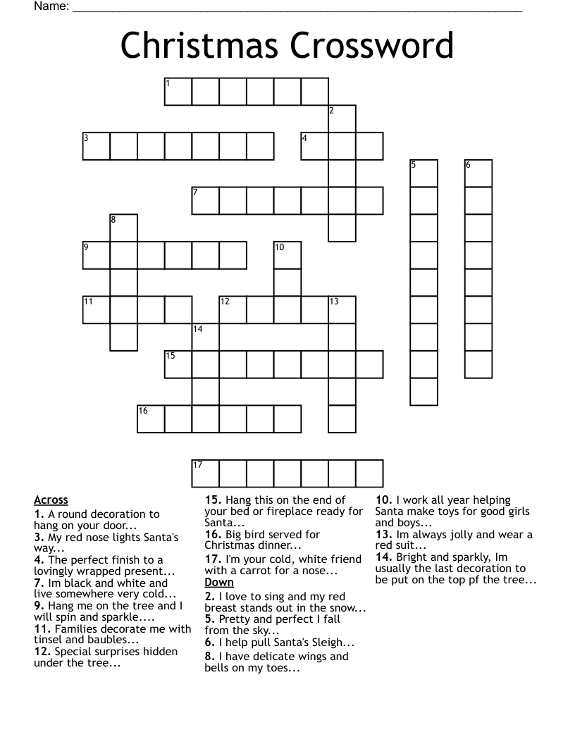 Christmas Crossword - Wordmint inside Christmas Baubles Often Crossword