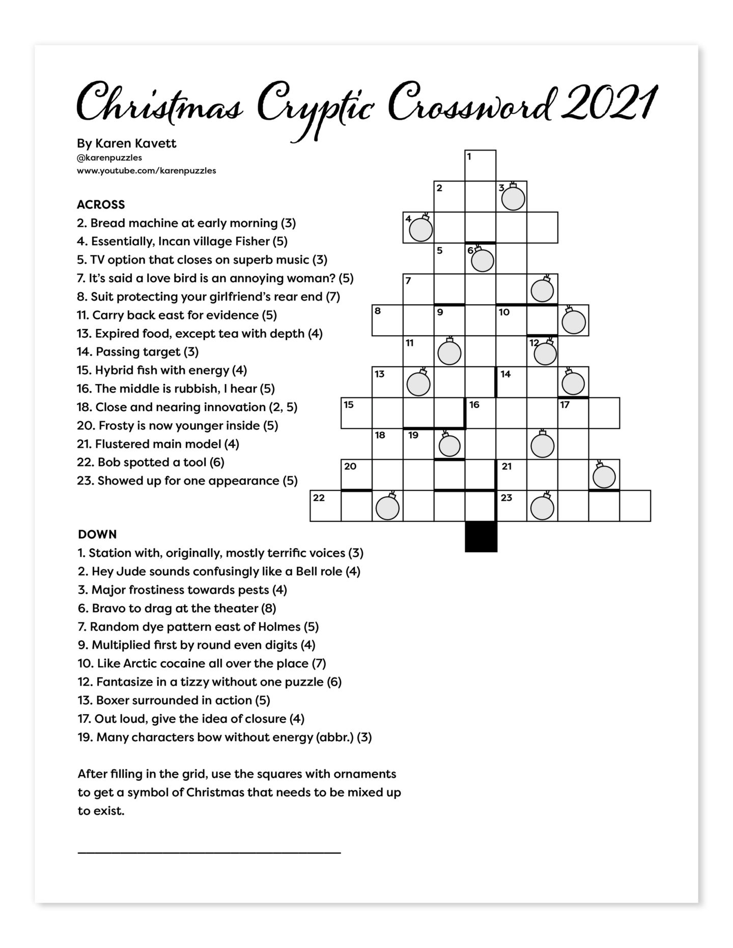 christmas cryptic crossword 2021 karen kavett with christmas crossword puzzle clue Christmas Cryptic Crossword 2021 - Karen Kavett with Christmas Crossword Puzzle Clue