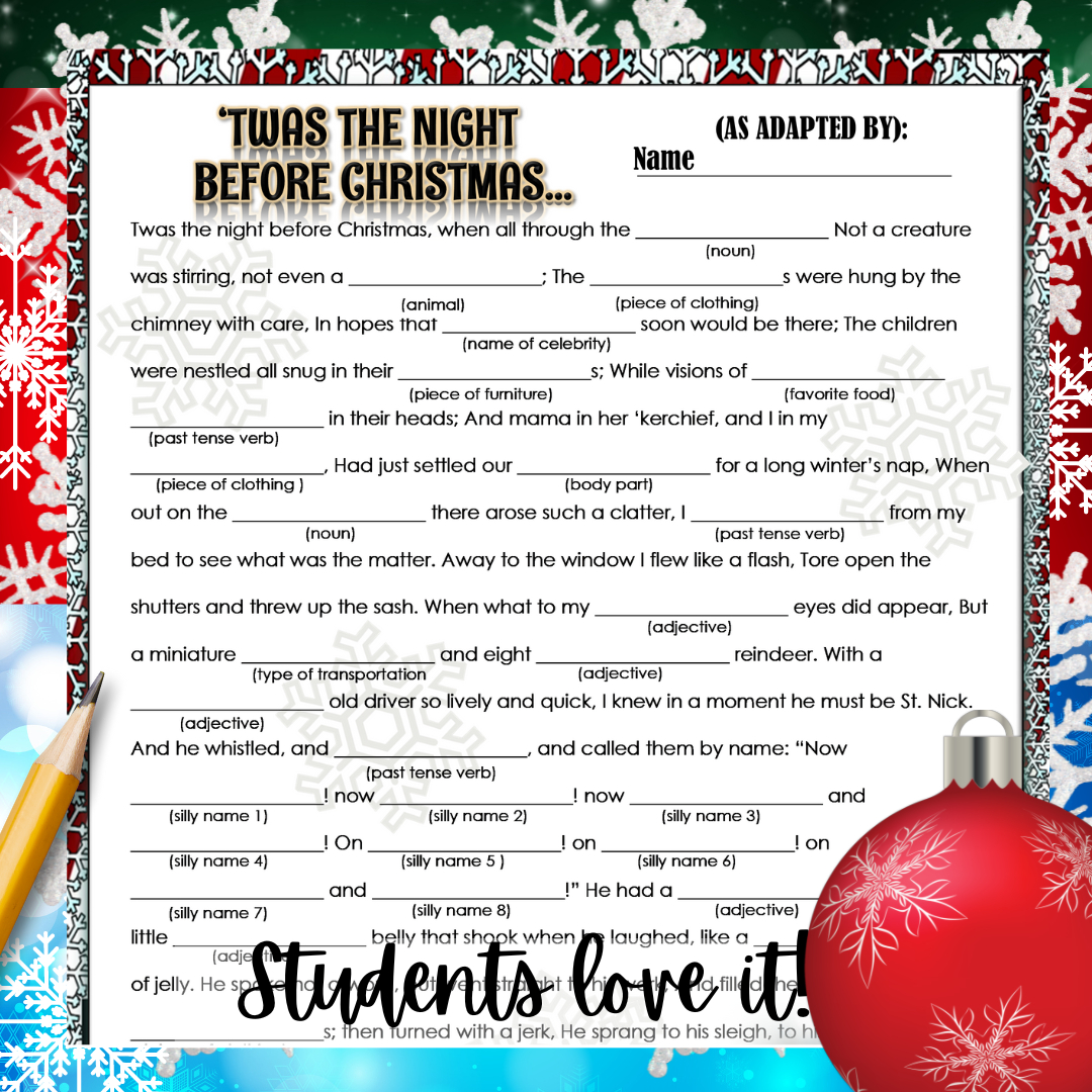 christmas holiday activities for middle school ela english mad inside part of a beloved christmas poem crossword Christmas Holiday Activities For Middle School Ela English: Mad inside Part of a Beloved Christmas Poem Crossword
