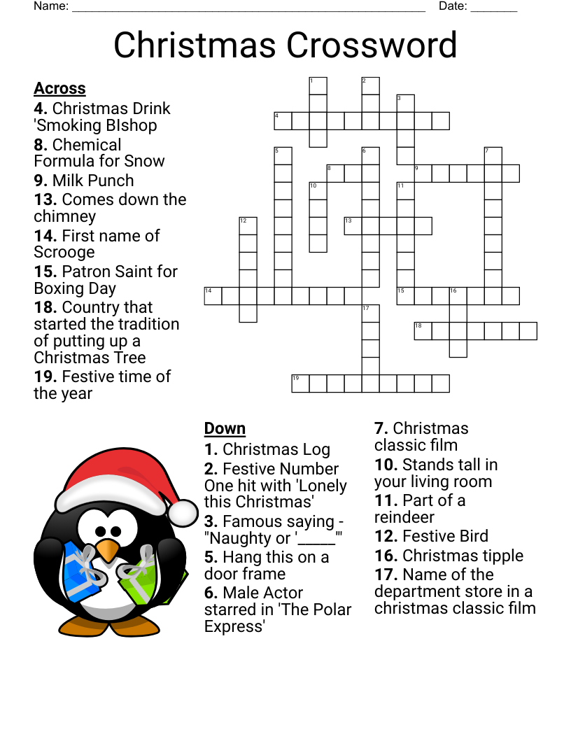 Christmas Movie Crossword - Wordmint regarding Animated Christmas Film Crossword