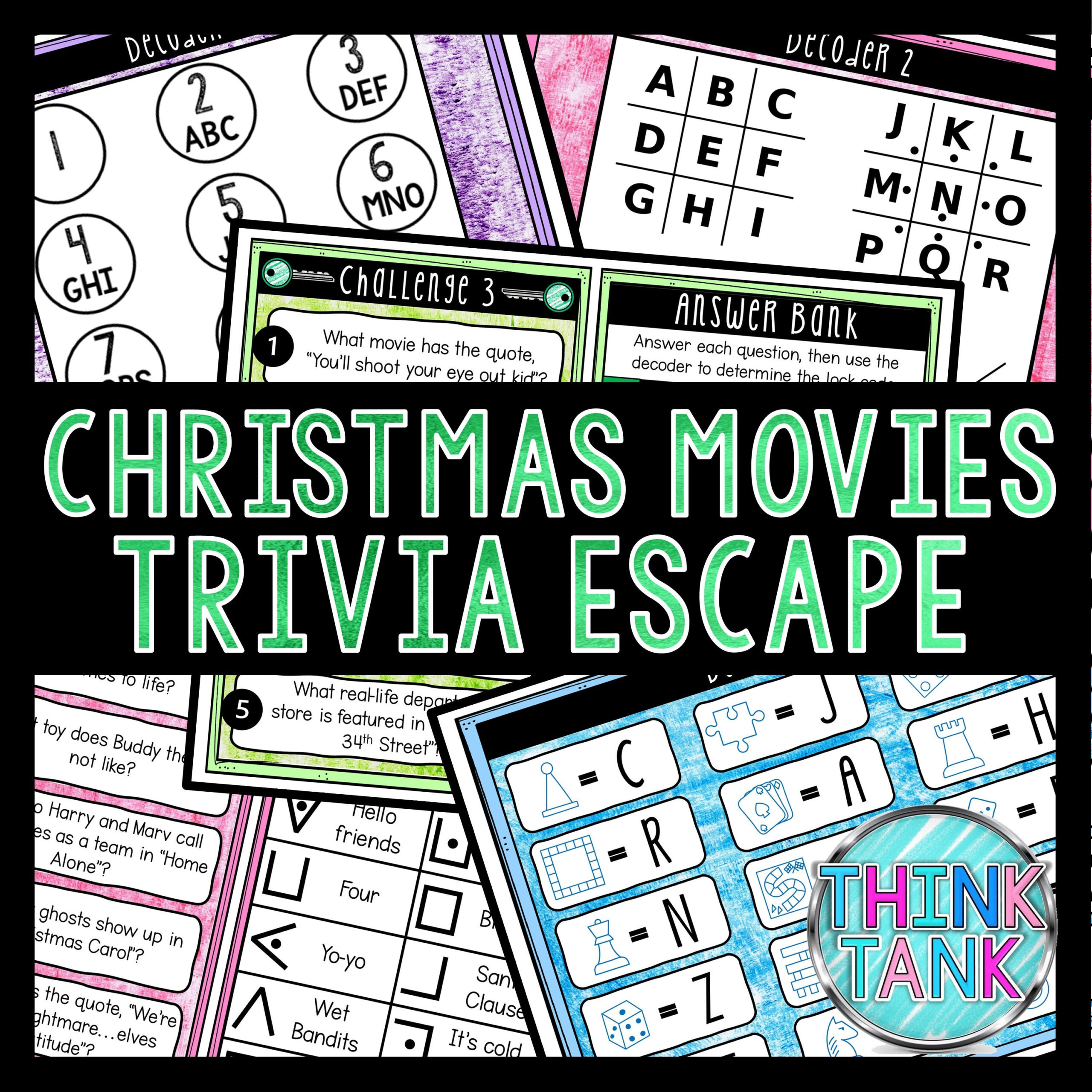 Christmas Movies Trivia Game, Escape Room For Kids, Printable within Props in Some Christmas Movies Crossword Clue