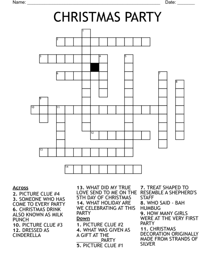 Christmas Decorations Crossword Puzzle