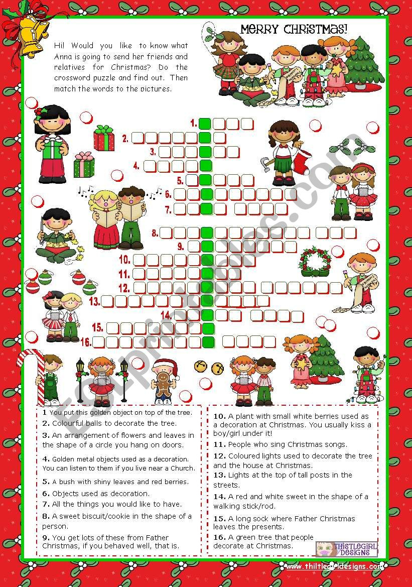 Christmas Set (3) - Crossword Puzzle - Esl Worksheetmena22 throughout Listen to Christmas Carols Crossword