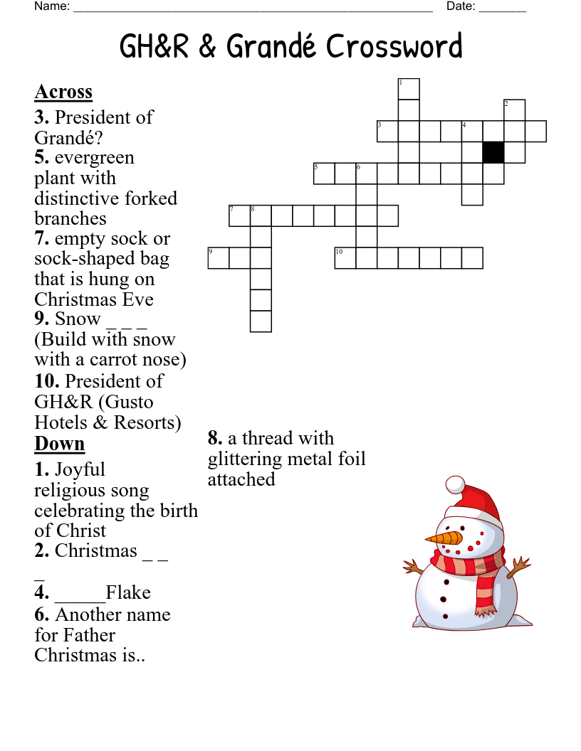 Christmas Songs Crossword - Wordmint with regard to A Christmas Song Crossword Clue