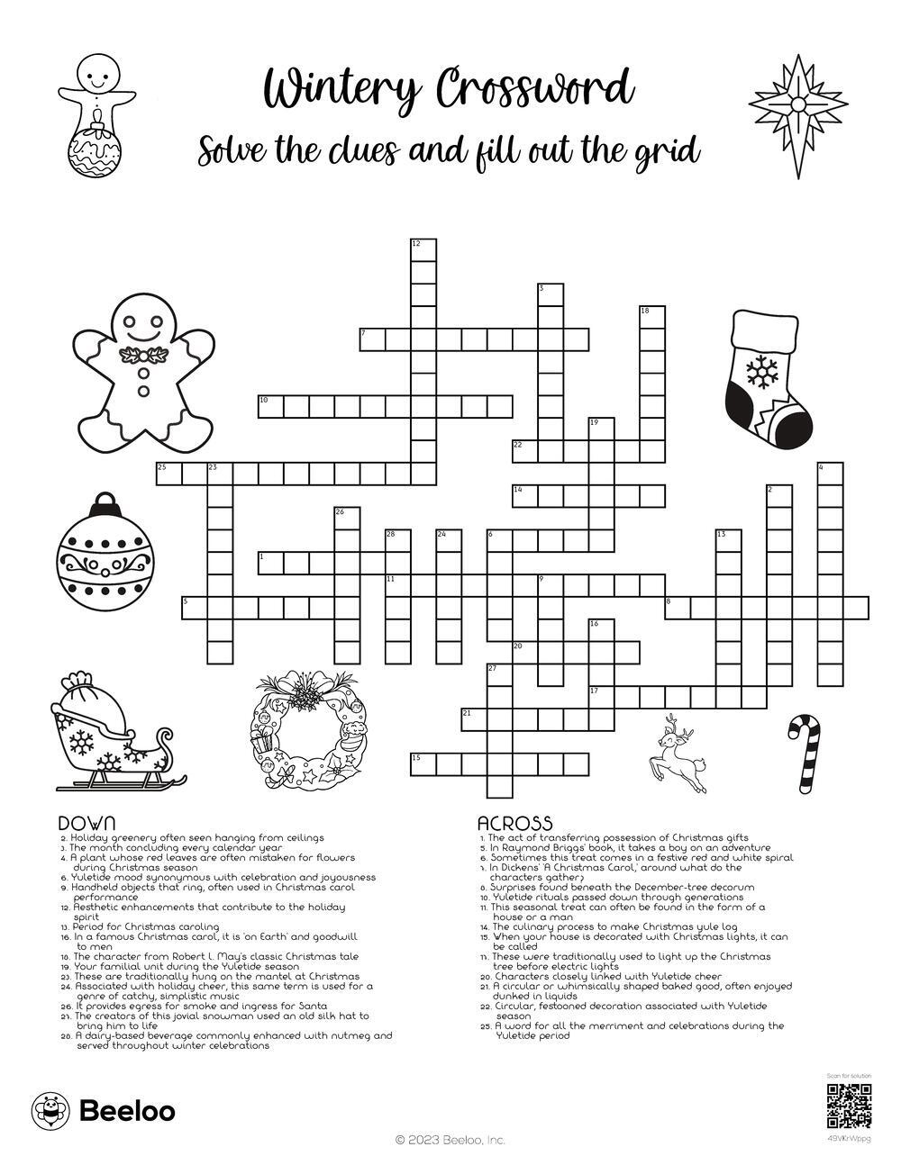 Christmas-Themed Crossword Puzzles • Beeloo Printable Crafts And in Christmas Crossword Middle School