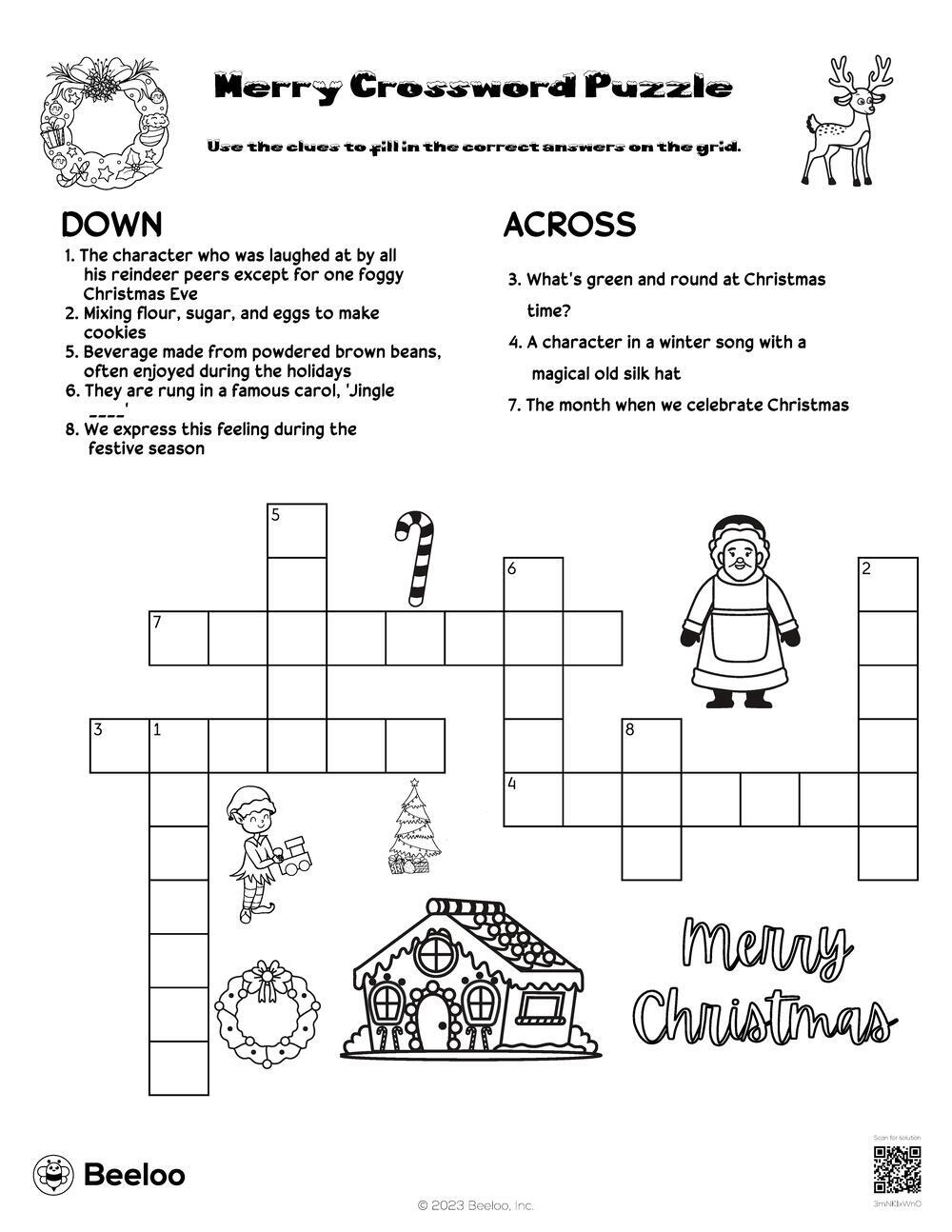 Christmas-Themed Crossword Puzzles • Beeloo Printable Crafts And in Christmas Time Crossword Puzzle