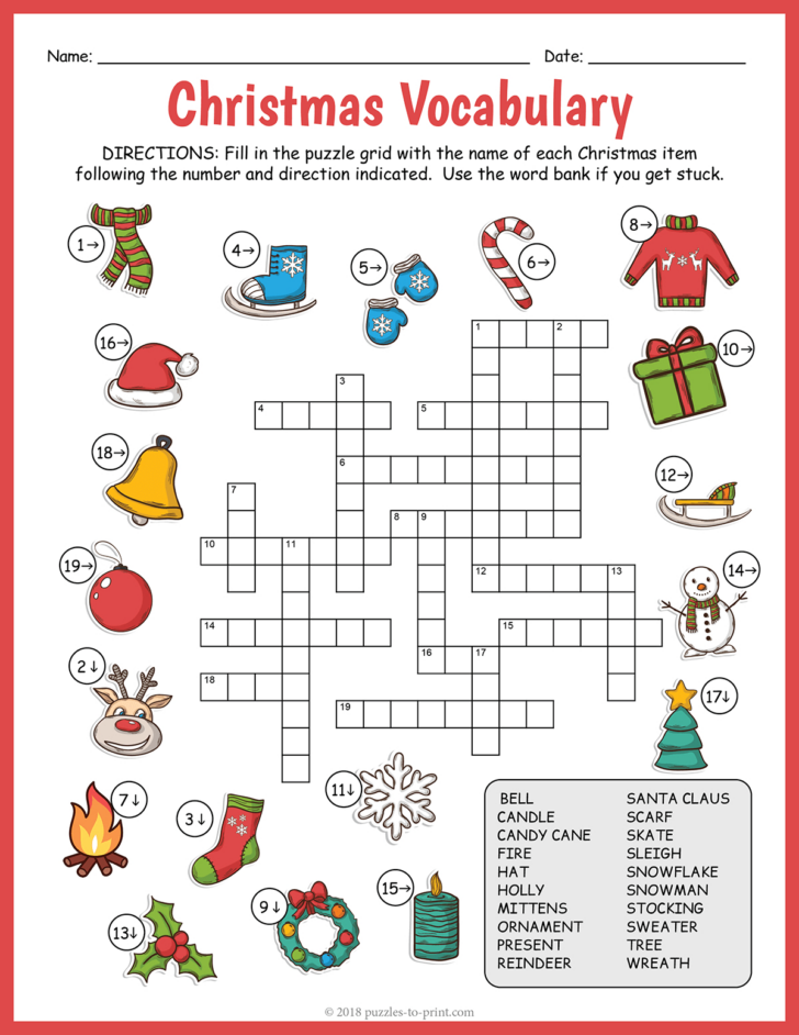 Free Printable Christmas Crossword