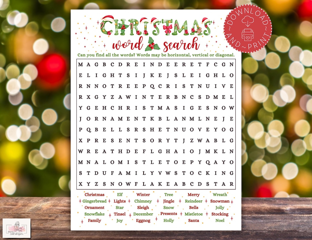 Christmas Word Search Game Printable, Christmas Party Game pertaining to Felt In The Christmas Spirit Crossword