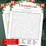 Christmas Word Search Printable For Adults, Sip And Solve, Word In Christmas Themed Pub Crawl Crossword