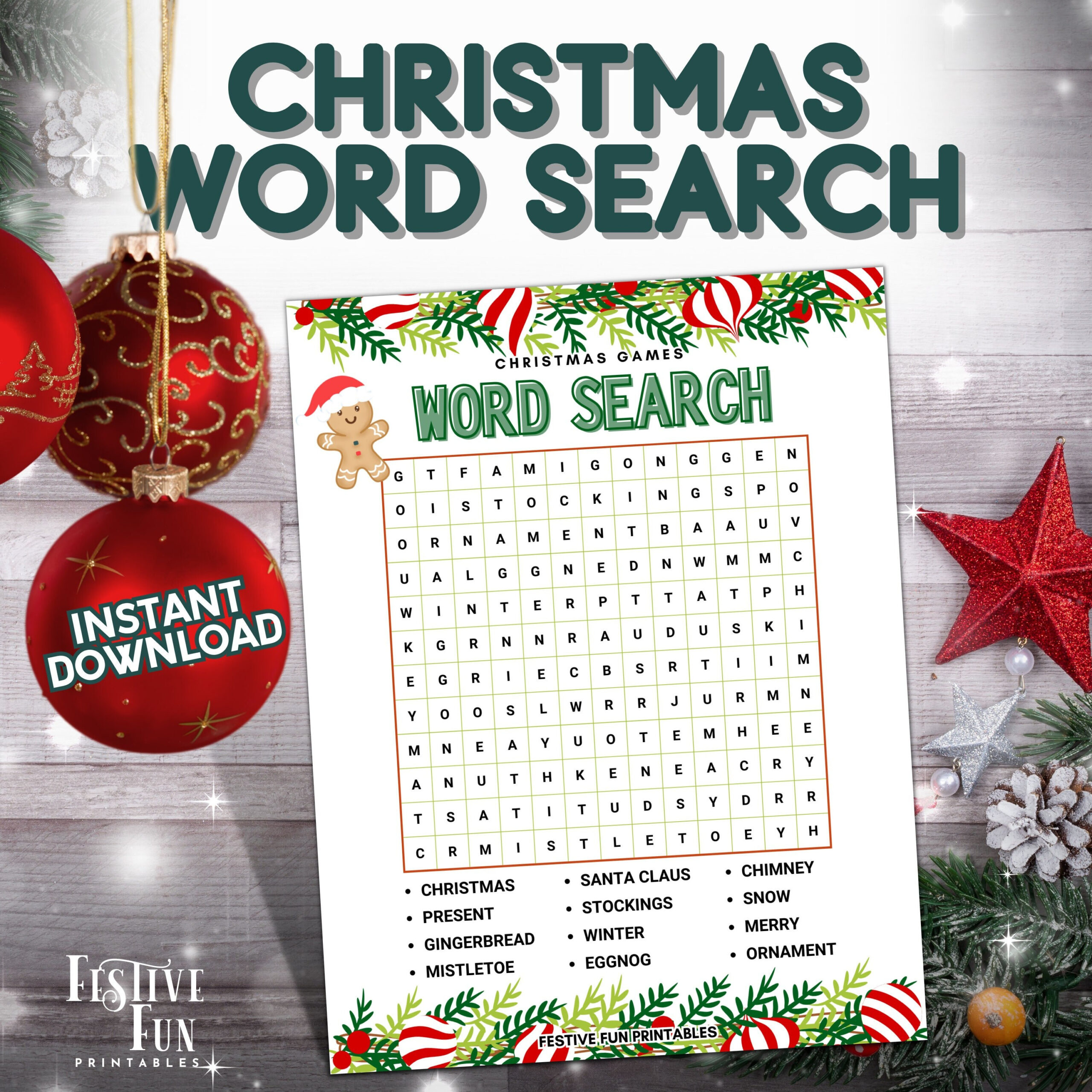 Christmas Word Search Puzzle, Printable Winter Game For Kids Teens regarding Christmas Poem Opener Crossword