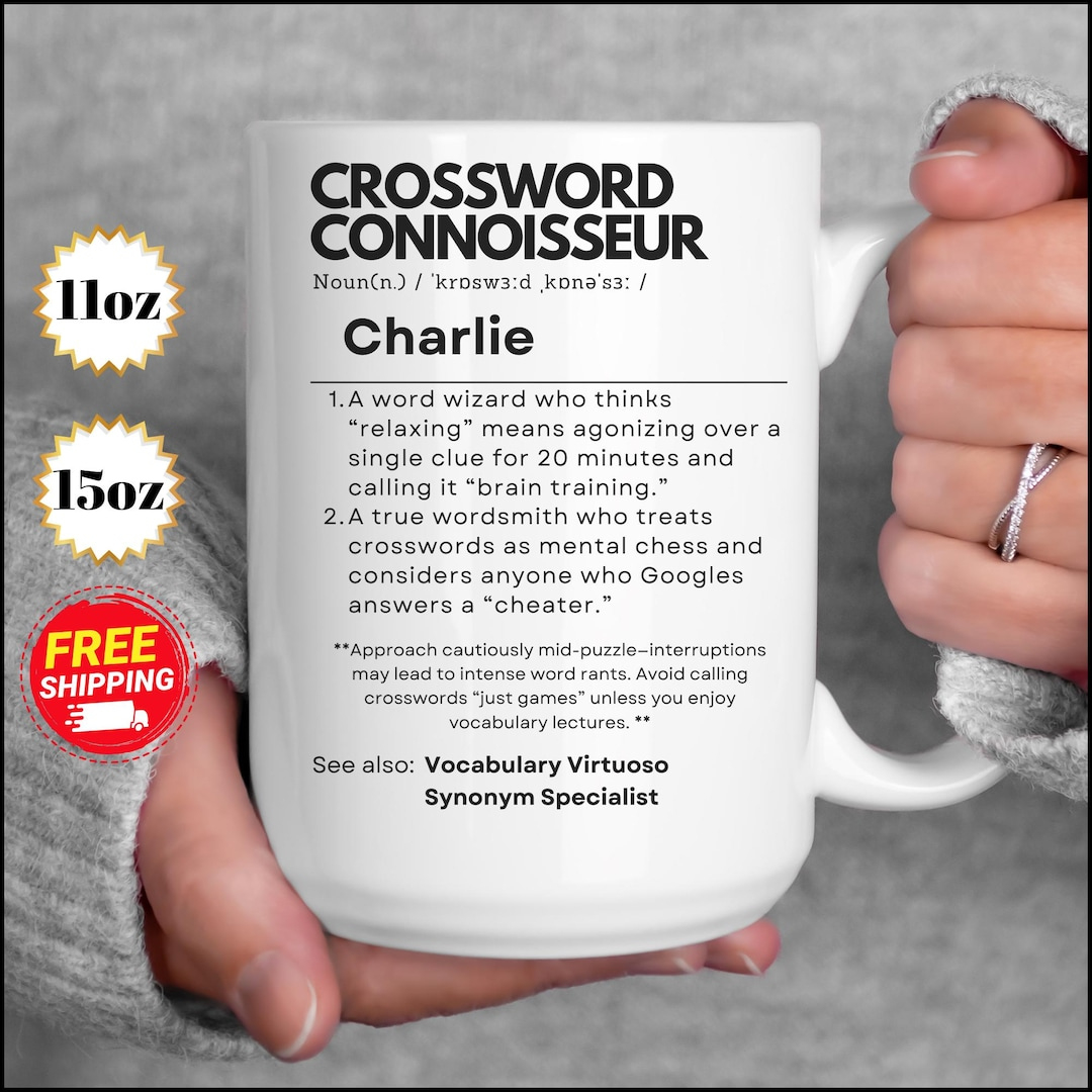 Crossword Connoisseur Mug: Personalized Puzzle Lover Gift - Etsy with Some Gag Christmas Gifts Nyt Crossword Clue