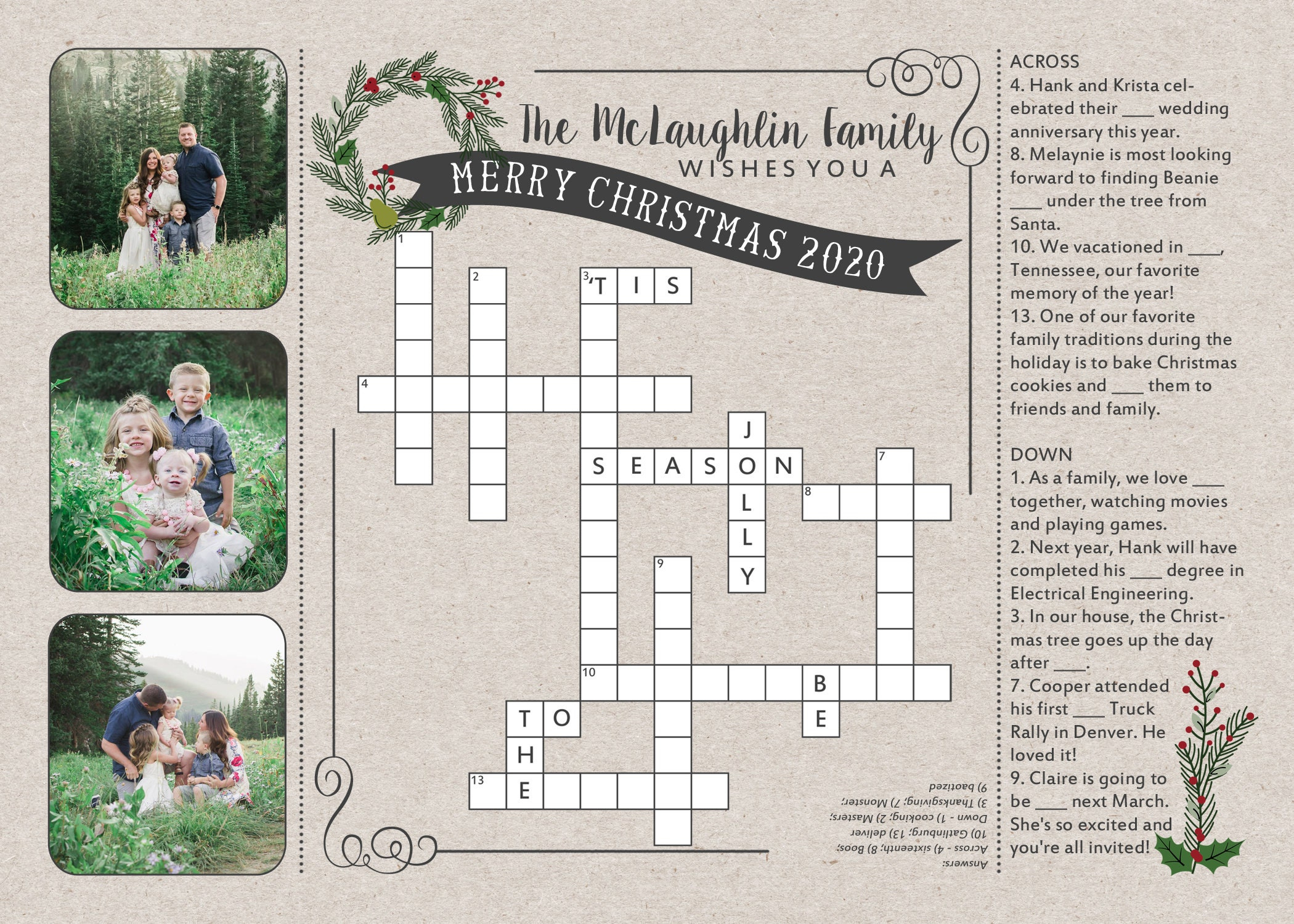 crossword puzzle christmas card etsy with online christmas greeting crossword Crossword Puzzle Christmas Card - Etsy with Online Christmas Greeting Crossword