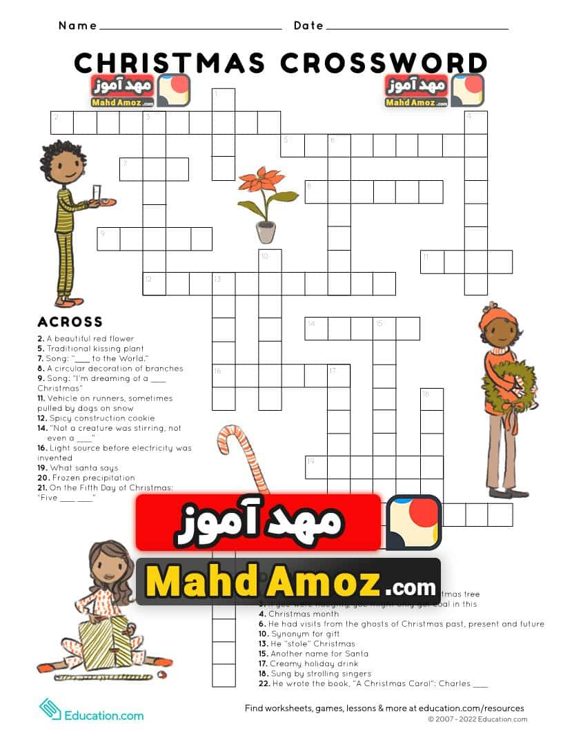 daa9d8a7d8b1d8a8d8b1daaf christmas crossword d985d987d8afd8a2d985d988d8b2 throughout christmas crossword puzzle education com کاربرگ Christmas Crossword — مهدآموز throughout Christmas Crossword Puzzle Education.com