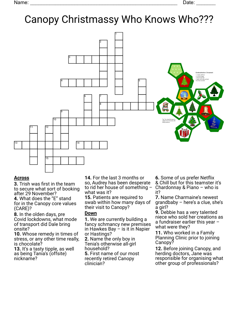 December Crossword Puzzle - Wordmint throughout Last Christmas Group Crossword
