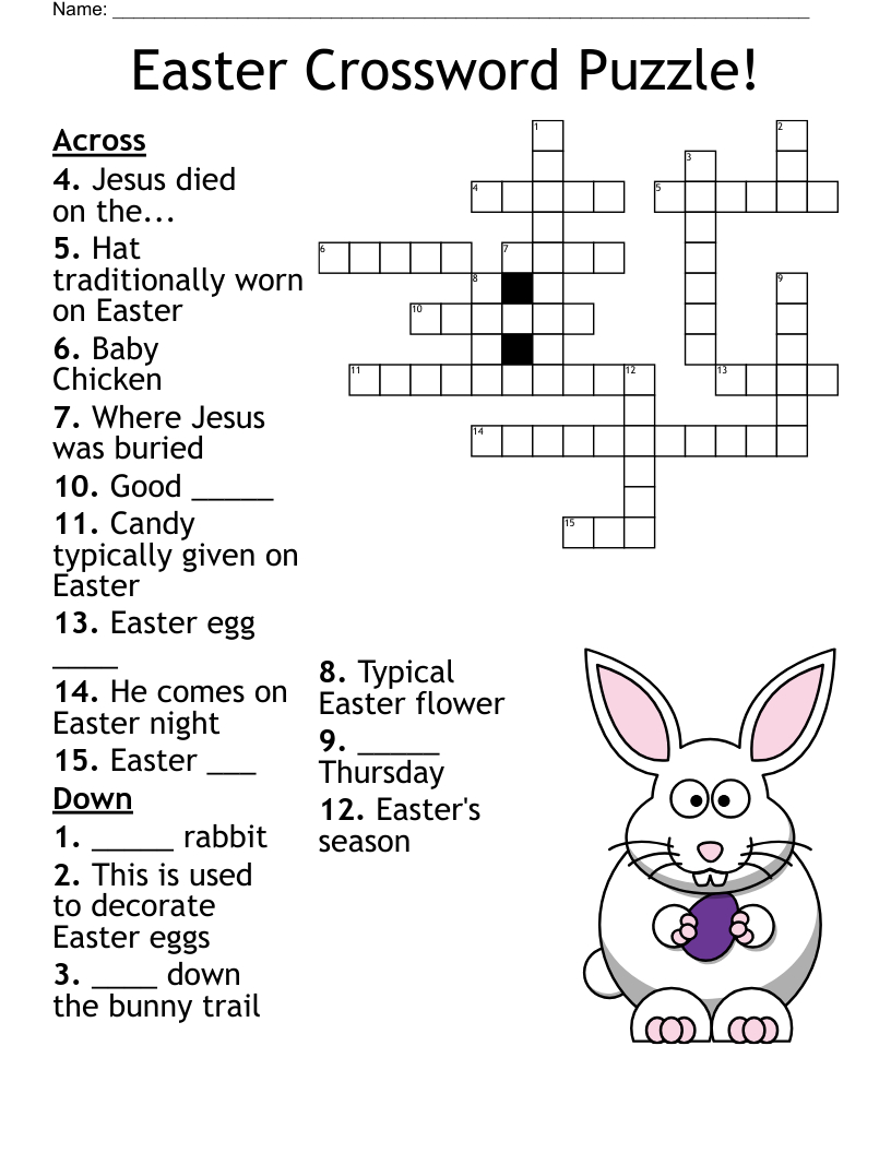 Easter Crossword - Wordmint inside Christmas or Easter For Example Crossword Clue