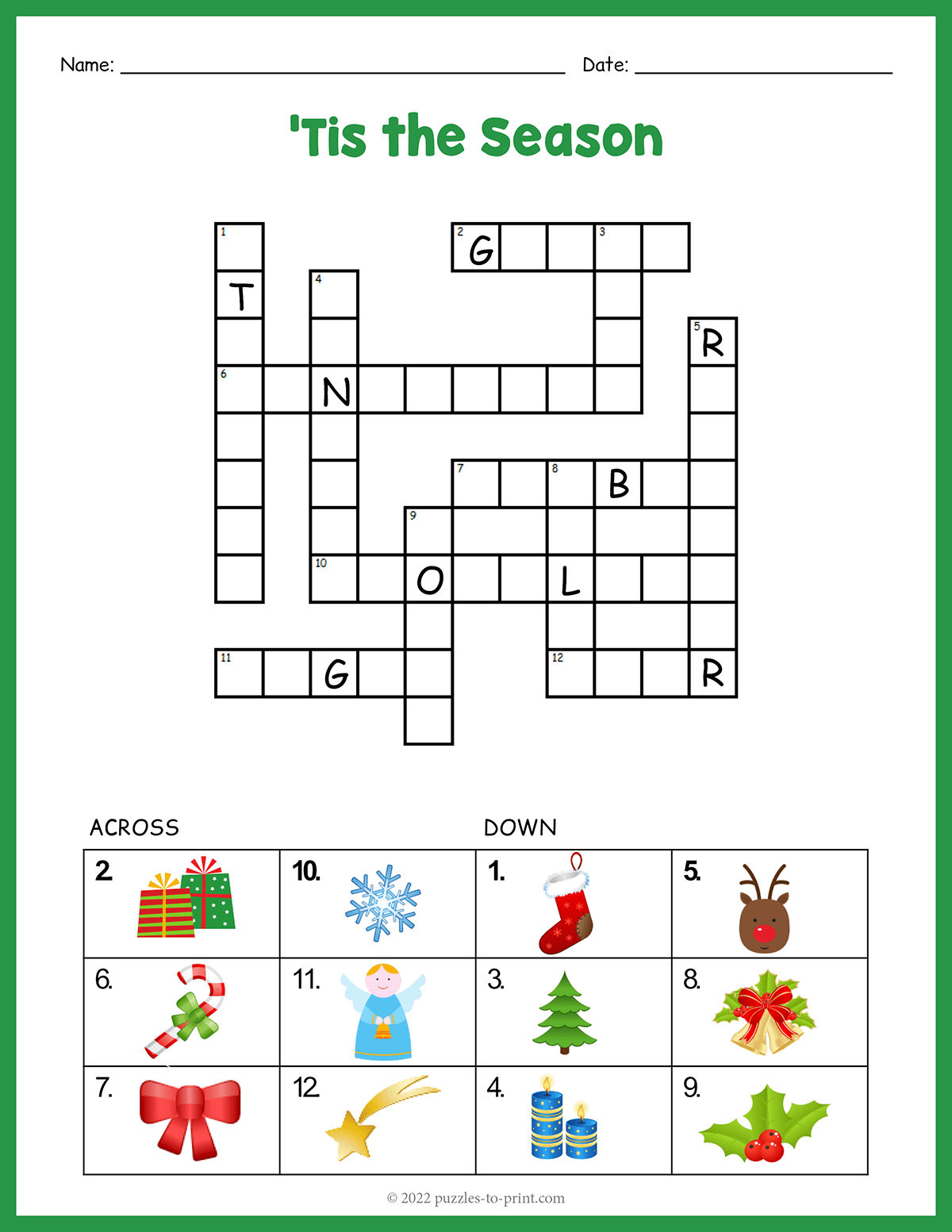 Easy Christmas Crossword intended for Christmas Crossword Puzzle Kids