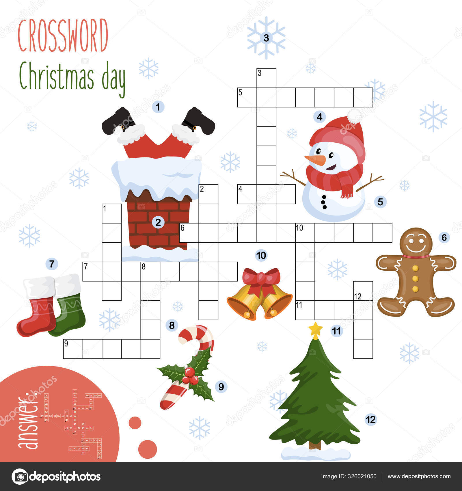 Easy Crossword Puzzle &amp;#039;Christmas Day&amp;#039; Children Elementary Middle for Christmas Crossword Middle School