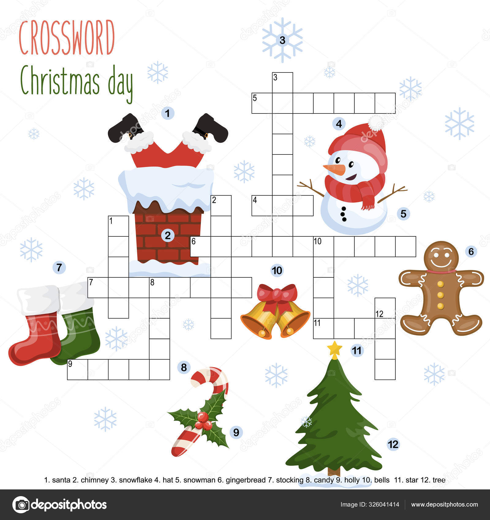 Easy Crossword Puzzle &amp;#039;Christmas Day&amp;#039; Children Elementary Middle with regard to Christmas Crossword For Middle School