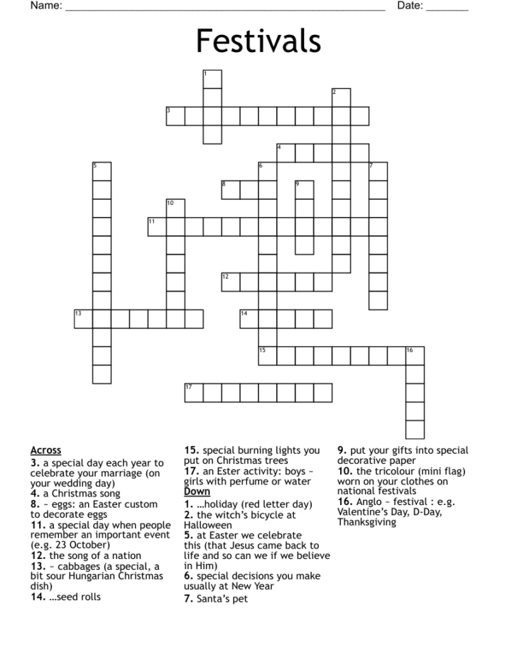 After Christmas Event Crossword