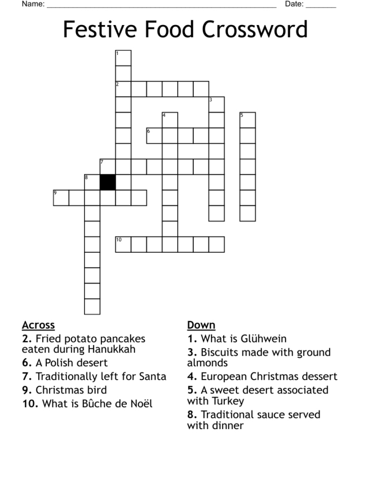 Popular Christmas Desserts Crossword Popular Christmas Desserts Crossword