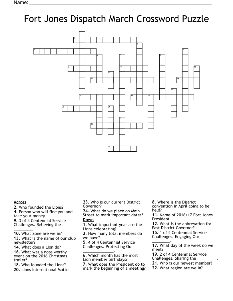 Fort Jones Dispatch March Crossword Puzzle - Wordmint throughout Current Event Around Christmas Crossword