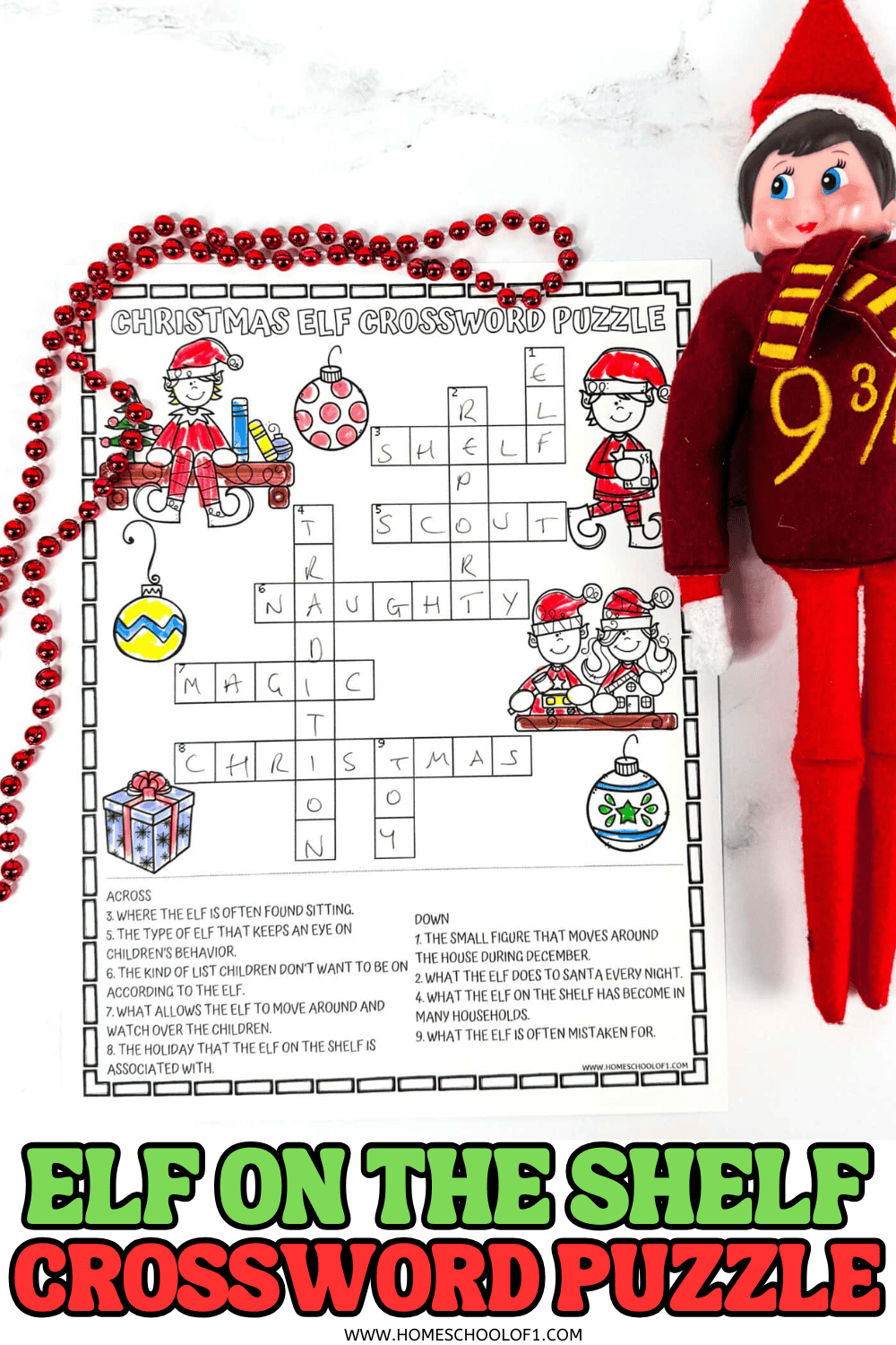 Free Elf On The Shelf Crossword Puzzle within On the Shelf Christmas Tradition Crossword Clue