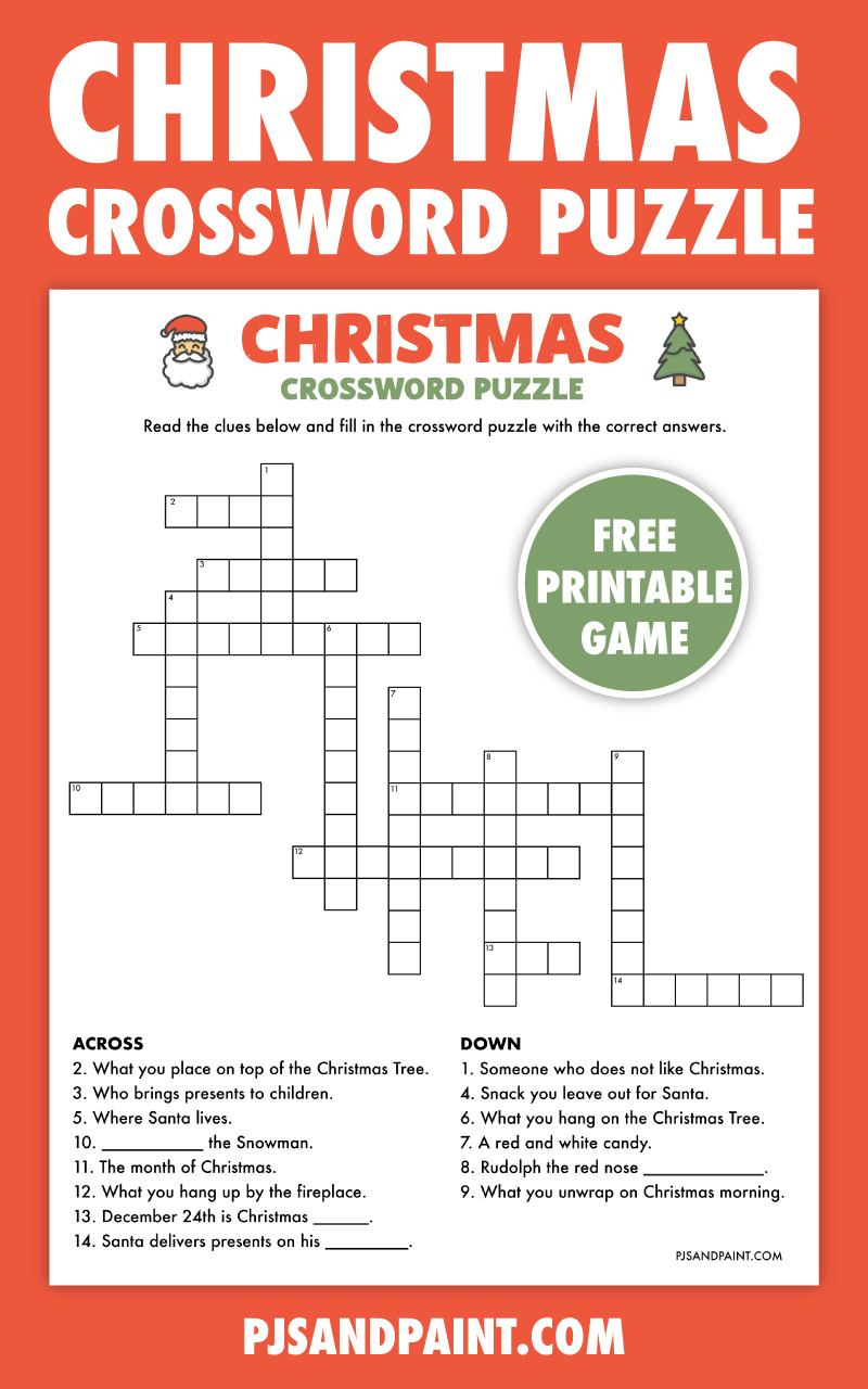 Free Printable Christmas Crossword Puzzle - Pjs And Paint intended for Merry Christmas Complete The Crossword Below