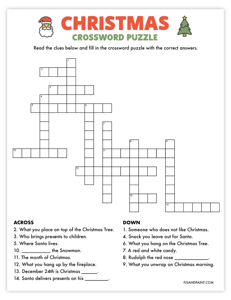 free printable christmas crossword puzzle pjs and paint pertaining to crayola christmas crossword answers Free Printable Christmas Crossword Puzzle - Pjs And Paint pertaining to Crayola Christmas Crossword Answers