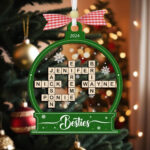 Friend Crossword Christmas Ornament, Scrabble Personalized Pertaining To Christmas Tree Topper Crossword