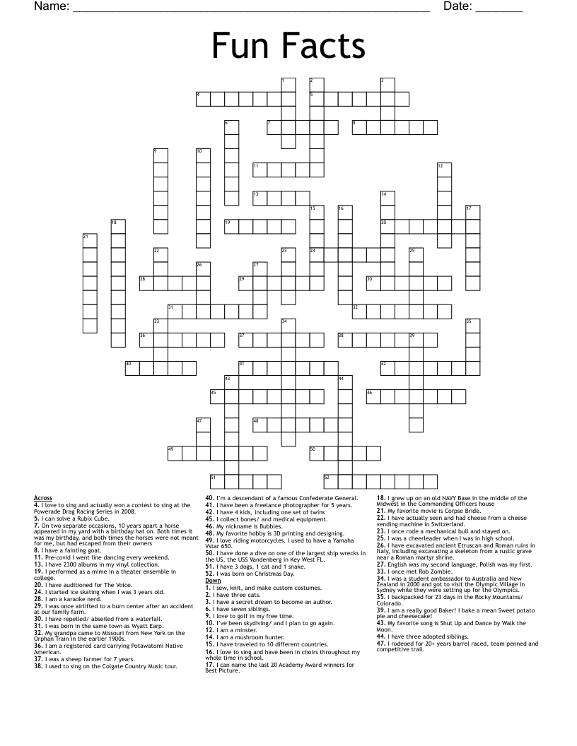 fun facts crossword wordmint intended for ensemble christmas movie crossword Fun Facts Crossword - Wordmint intended for Ensemble Christmas Movie Crossword