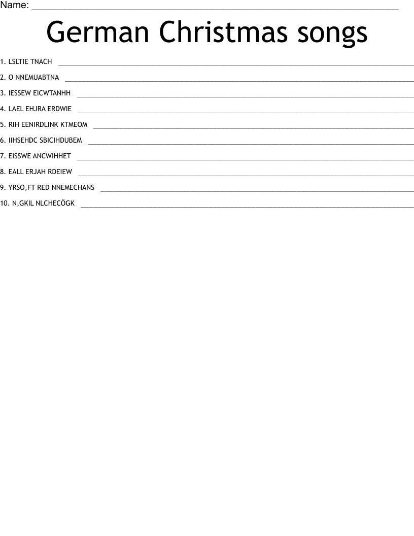 german christmas songs word scramble wordmint with german christmas carol crossword 1 German Christmas Songs Word Scramble - Wordmint with German Christmas Carol Crossword