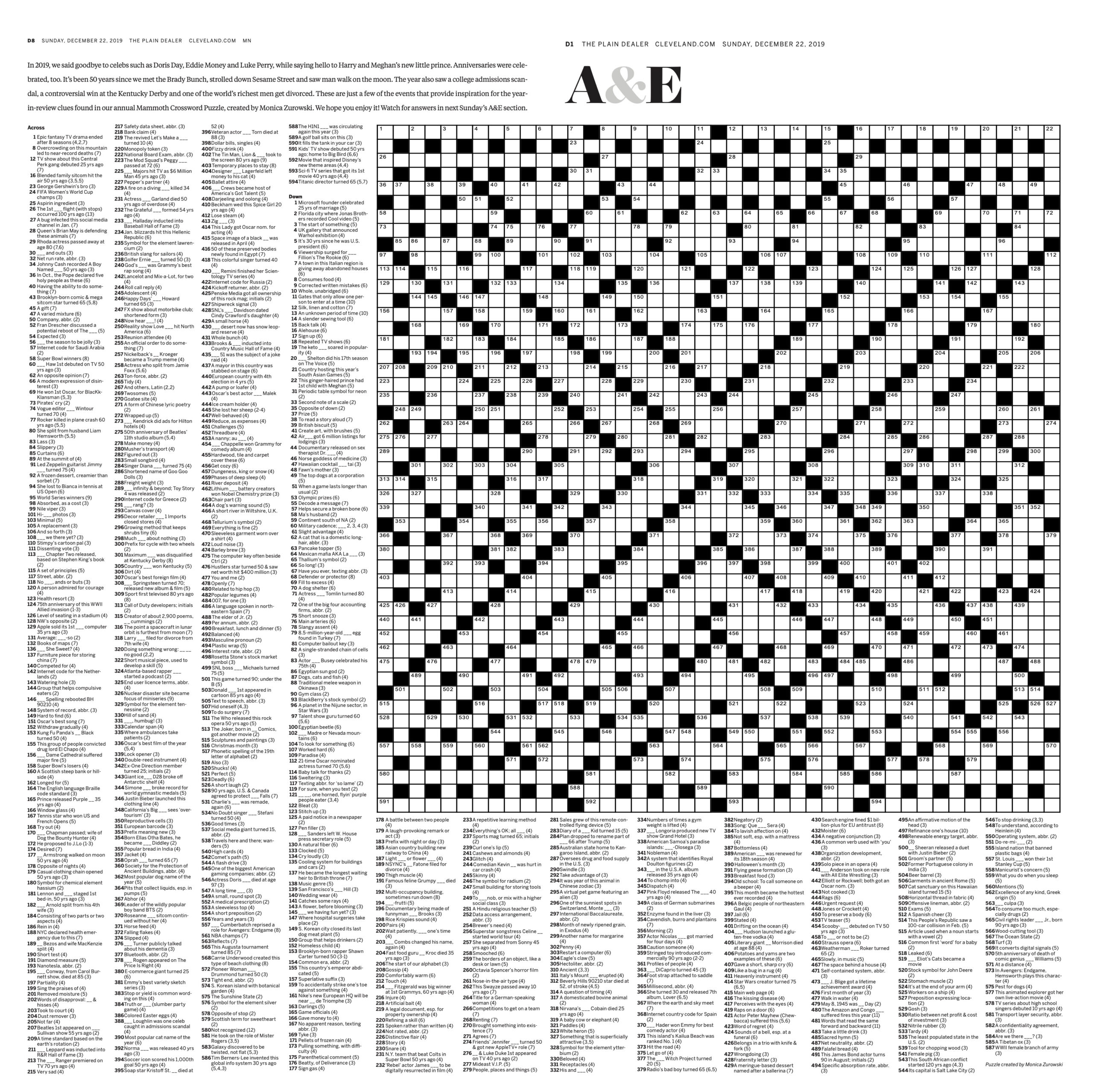Giant Crossword, Barbed Holiday Carols And A Lot Of Good Stories throughout Giant Christmas Crossword Puzzle