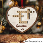 Grandkids Crossword Puzzle Art Personalized Heart Shaped 2 Layer Within Shapes Of Many Christmas Ornaments Crossword