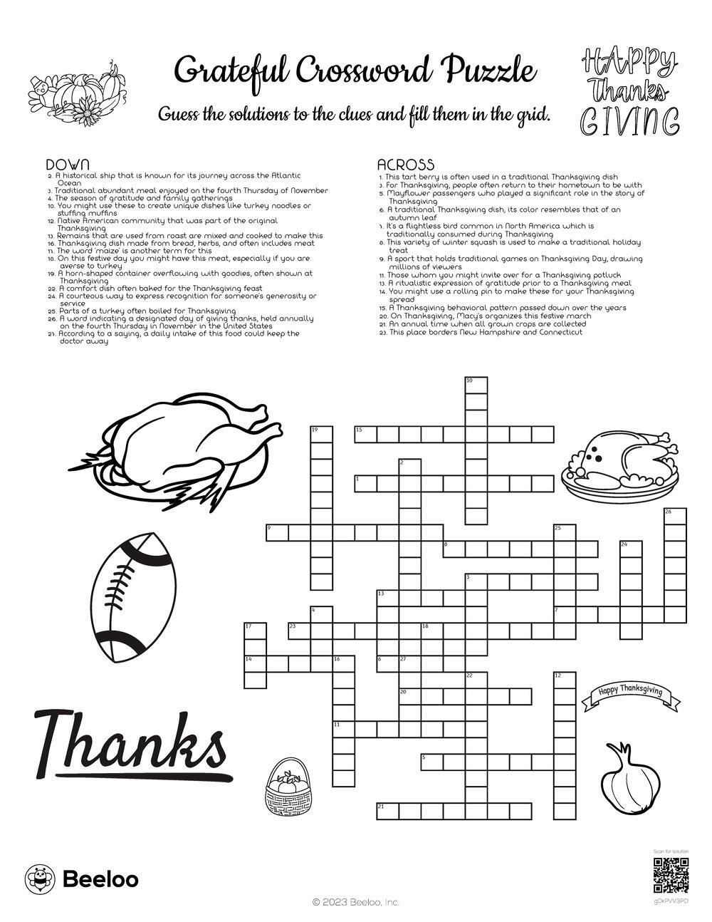 grateful crossword puzzle beeloo printable crafts and activities throughout seasoning for the christmas turkey crossword Grateful Crossword Puzzle • Beeloo Printable Crafts And Activities throughout Seasoning For The Christmas Turkey Crossword