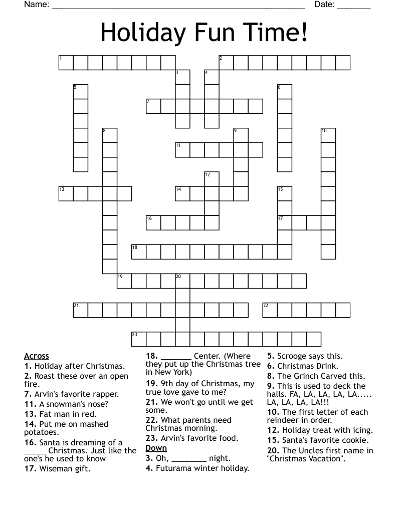 holiday fun time crossword wordmint inside like a fully decked christmas tree crossword clue Holiday Fun Time! Crossword - Wordmint inside Like A Fully Decked Christmas Tree Crossword Clue