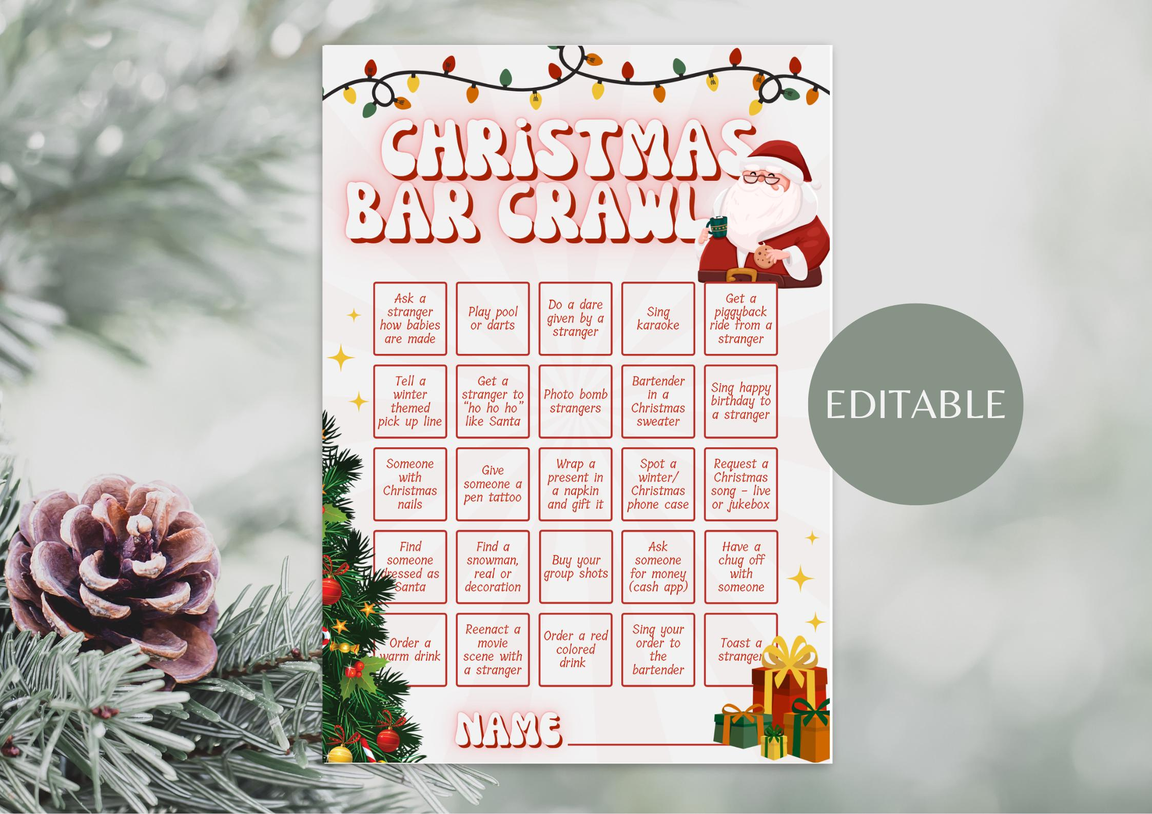 Holiday Scavenger Hunt Adults - Etsy Uk with Christmas Themed Pub Crawl Crossword Clue