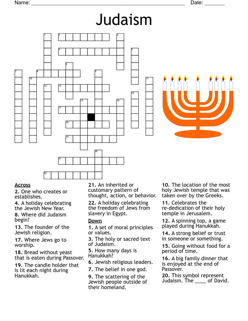 Judaism Crossword - Wordmint with regard to Christmas Eve Cuisine For Jews Crossword